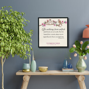 Philippians 2:3 Birds & Blossoms Family Scripture Poster