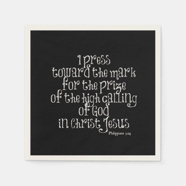 Philippians 3.14 Bible Verse Napkin (Front)