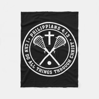 Philippians 413 Christian Lacrosse Cross Jesus Sav Fleece Blanket