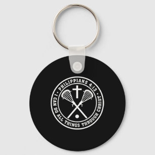 Philippians 413 Christian Lacrosse Cross Jesus Sav Keychain