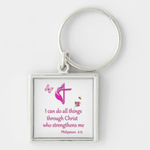 Philippians 4:11 I can do all things Keychain