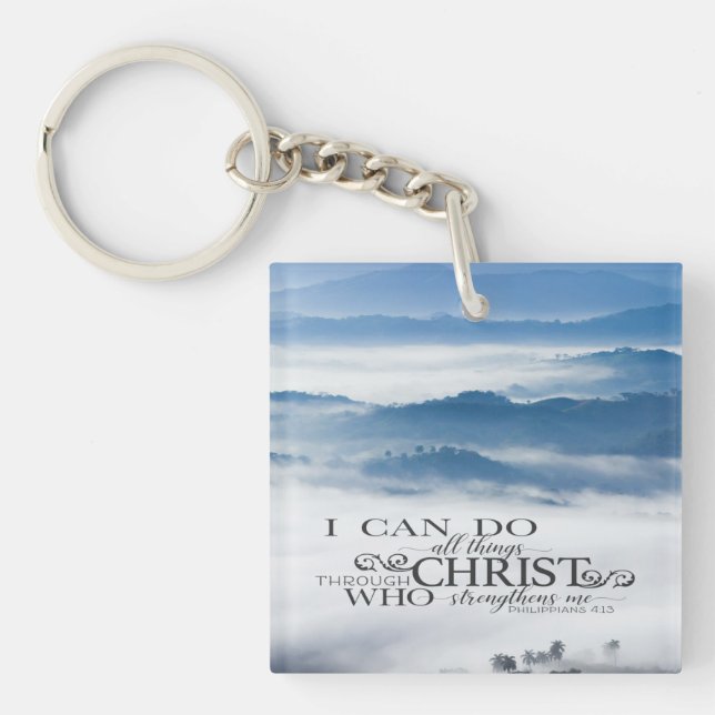 Philippians 4:13 All things through Christ Bible Keychain (Front)