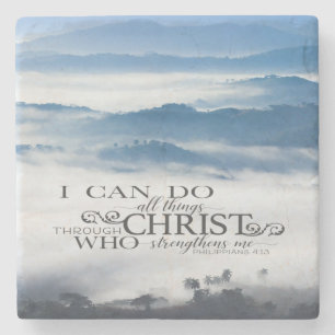 Philippians 4:13 All things through Christ Bible Stone Coaster