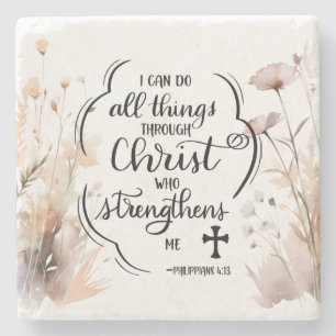 Philippians 4:13 All things through Christ Bible Stone Coaster