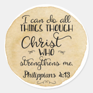 Philippians 4:13 Bible Christian Stickers Gold