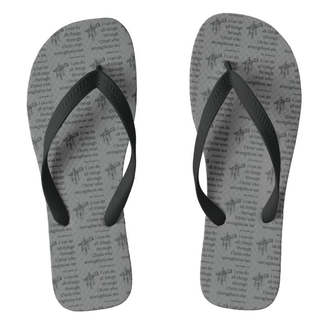Philippians 4:13 Bible Scripture KJV Grey Unisex Flip Flops (Footbed)