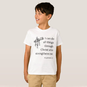 Philippians 4:13 Bible Scripture KJV Quote Boy's T-Shirt