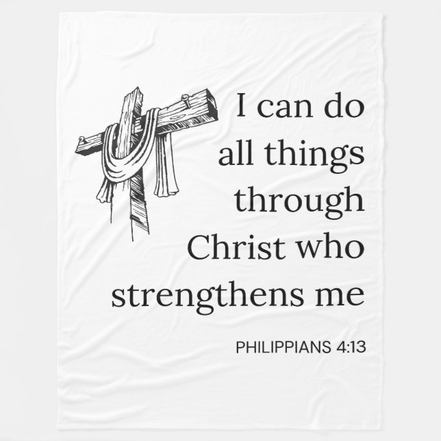 Philippians 4:13 Bible Scripture KJV Quote Fleece Blanket (Front)