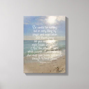 Philippians 4:13 Bible Verse Beach Christian Art Canvas Print