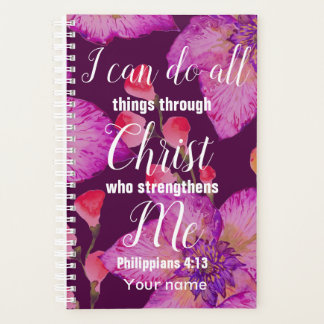 Philippians 4:13 Bible Verse Floral Christian Planner