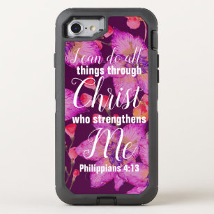 Philippians 4:13 Bible Verse Floral OtterBox Defender iPhone 8/7 Case