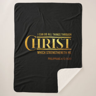 Philippians 4:13 Bible Verse KJV Quote Sherpa Blanket