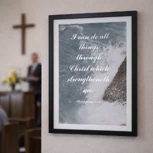 Philippians 4:13 Bible Verse Majestic Ocean  Poster