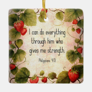 Philippians 4:13 Bible Verse on Timeless Design Ceramic Ornament