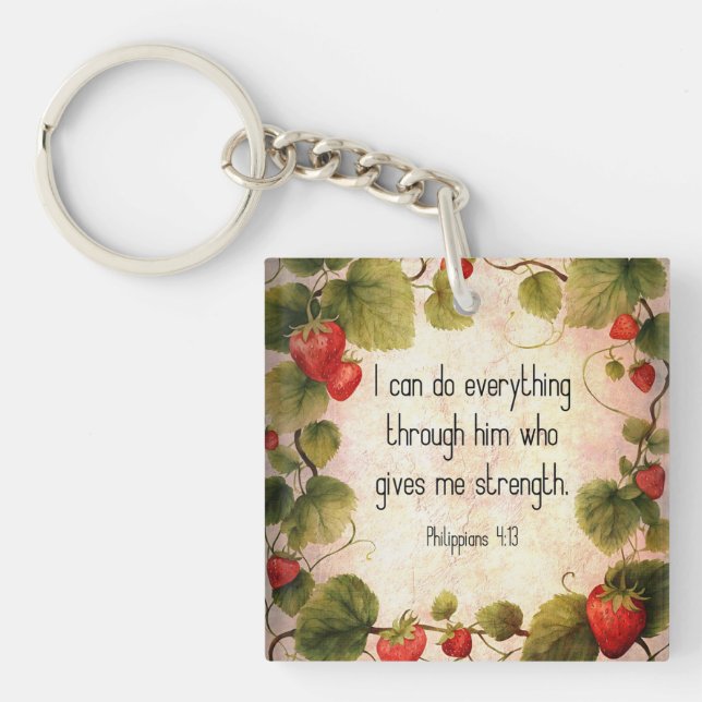 Philippians 4:13 Bible Verse on Timeless Design Keychain (Front)