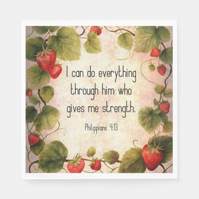 Philippians 4:13 Bible Verse on Timeless Design Napkin (Front)