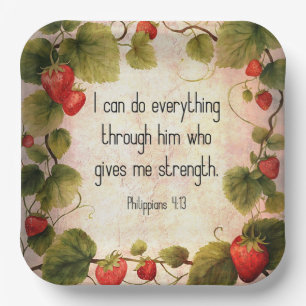 Philippians 4:13 Bible Verse on Timeless Design Paper Plate