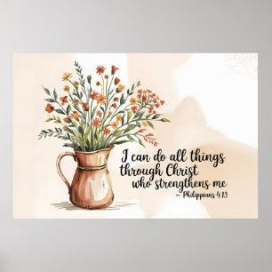 Philippians 4:13 Bible Verse Scripture Quote Poster