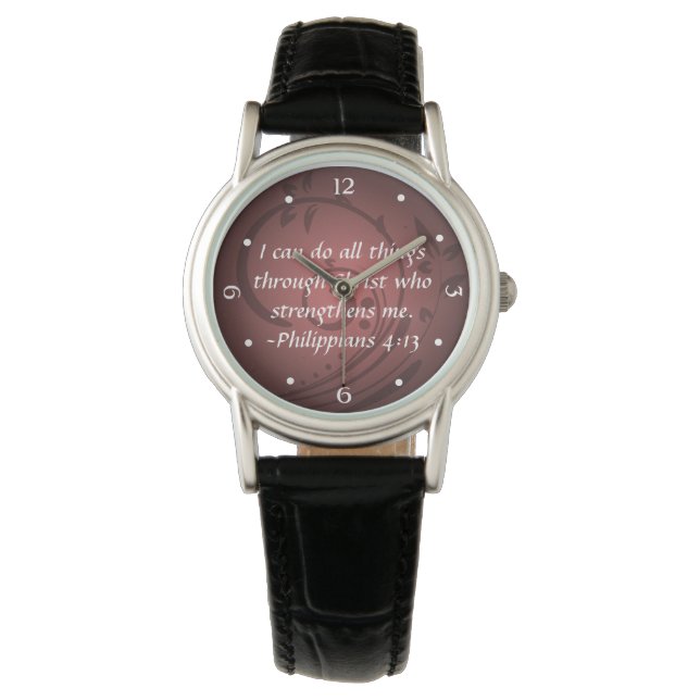 Philippians 4:13 Christian Bible Verse Watch (Front)