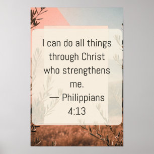 Philippians 4 13 Christian Faith Text Art Art Prin Poster
