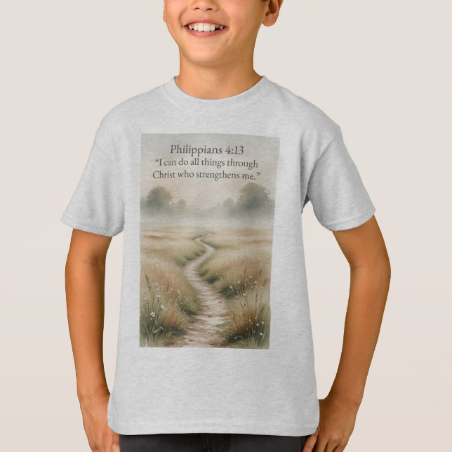 Philippians 4:13 Christian Kid's Tee Shirt (Front)