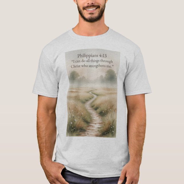 Philippians 4:13 Christian Men's Tee Shirt (Front)