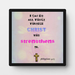 Philippians 4:13 Christian Scripture Typography Plaque