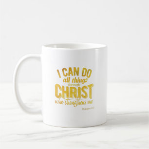 Philippians 4:13 Gold Christiam Coffee Mug