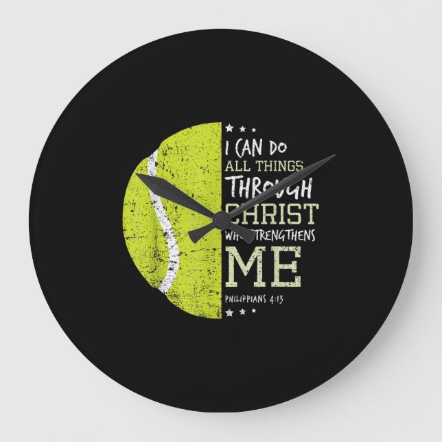 Philippians 4 13 I Can Do All Things Christian Ten Large Clock (Front)
