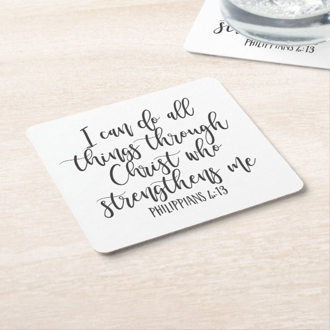 Philippians 4:13 I can do all things Poster Square Paper Coaster (Angled)