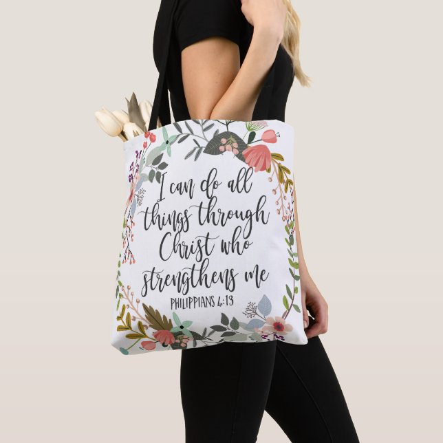 Philippians 4:13 I can do all things Tote Bag (Close Up)