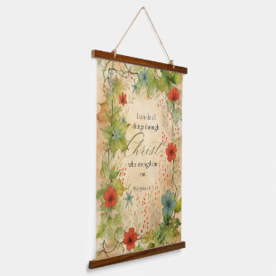 Philippians 4:13 I Can Do All Things Vintage Botan Hanging Tapestry