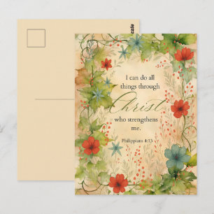 Philippians 4:13 I Can Do All Things Vintage Botan Postcard