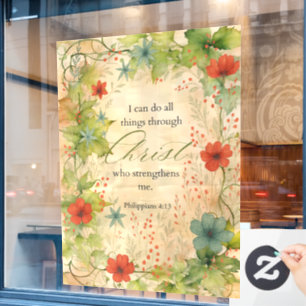 Philippians 4:13 I Can Do All Things Vintage Botan Window Cling