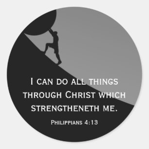 Philippians 4:13 KJV Bible Verse Giant Stone  Classic Round Sticker