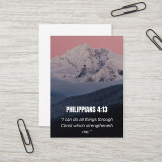 Philippians 4:13 KJV Bible Verse Mountain & Forest Business Card