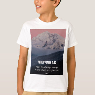 Philippians 4:13 KJV Bible Verse Mountain & Forest T-Shirt