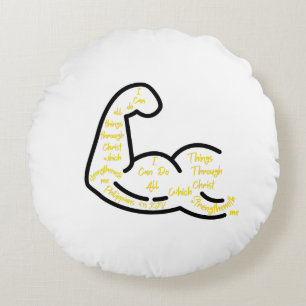 Philippians 4:13 KJV Bible Verse Round Pillow