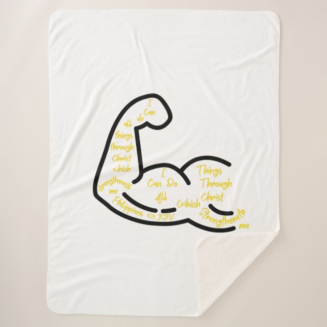 Philippians 4:13 KJV Bible Verse Sherpa Blanket (Front)