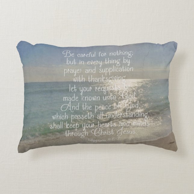 Philippians 4:13 Peace Bible Verse Beach Christian Accent Pillow (Front)