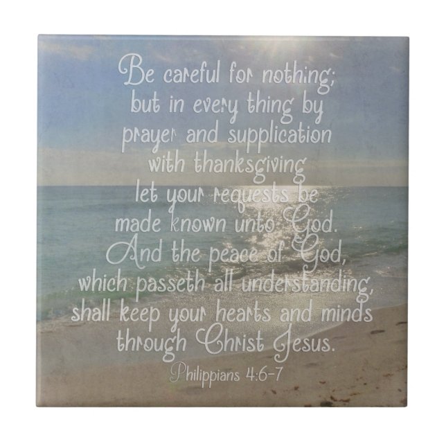 Philippians 4:13 Peace Bible Verse Beach Christian Tile (Front)