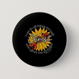 Philippians 4;13 Religious Ladybug Strengthens Chr 2 Inch Round Button