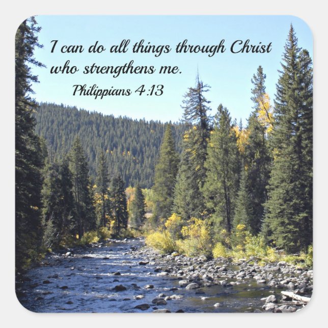 Philippians 4:13 square sticker (Front)