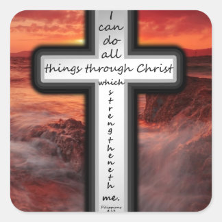 Philippians 4:13 square sticker