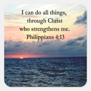 PHILIPPIANS 4:13 SUNRISE DESIGN SQUARE STICKER