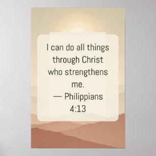 Philippians 4:13 Terracotta Mountain Scripture Pos Poster