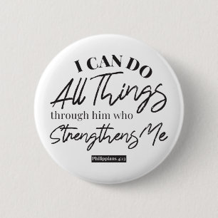 Philippians 4:13 white ver 2 inch round button
