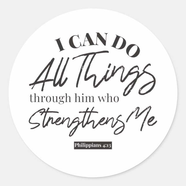 Philippians 4:13 white ver classic round sticker (Front)