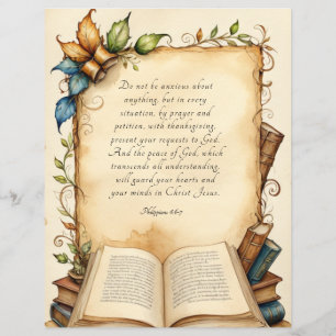 Philippians 4:6-7 Christian Bible Verse Art Flyer