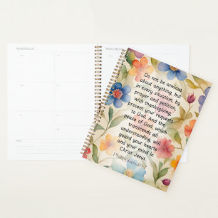 Philippians 4:6-7 Christian Bible Verse Watercolor Planner